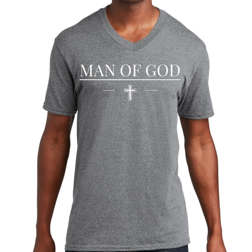 Mens Graphic V-neck T-shirt, Man of God Print