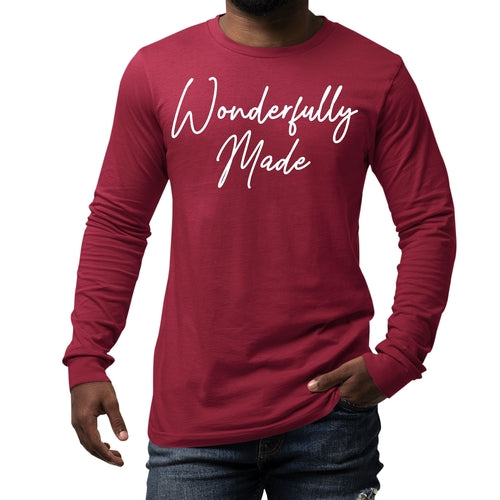 Mens Long Sleeve Graphic T-shirt, Wonderfully Made