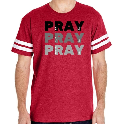 Mens Vintage Sport Graphic T-shirt Pray on it Over it Through it Print