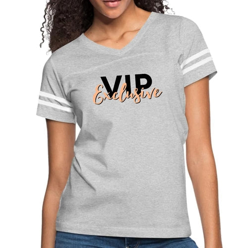 Womens Vintage Sport Graphic T-shirt, Vip Exclusive Black and Beige -