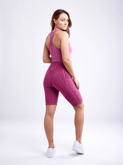 High-Waisted Scrunch Yoga Shorts with Hip Pockets