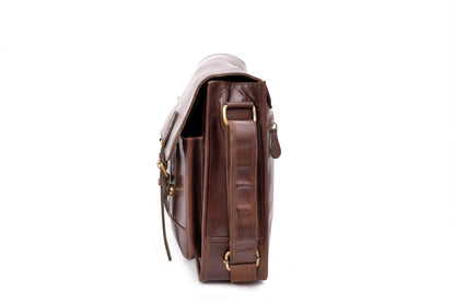 Buffalo Leather Laptop Messenger Bag With 2 Pockets.