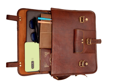 Handmade Leather Laptop Messenger Bag Crossbody Office Bag for Men.