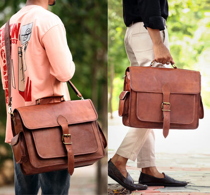 Combo Of 2, Leather Laptop Bag with Small Woman Crossbody Purse