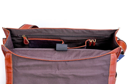 Handmade Buffalo Leather Orange Crossbody Messenger Bag.