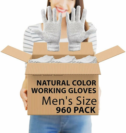Pack of 960 Knit Glove Liners Men's Size. Natural Color Industrial