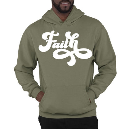 Mens Graphic Hoodie Faith Script Illustration