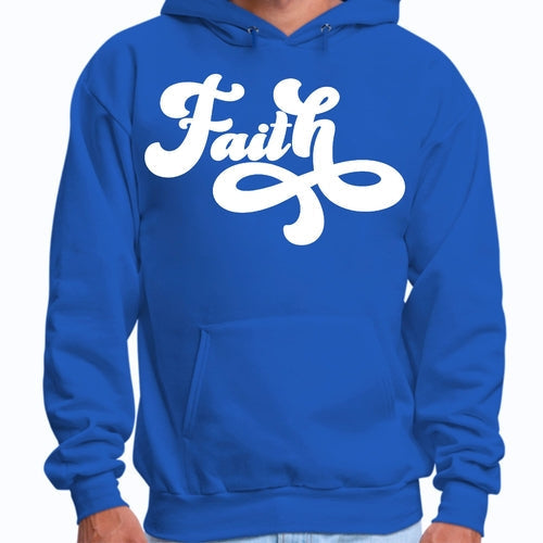 Mens Graphic Hoodie Faith Script Illustration