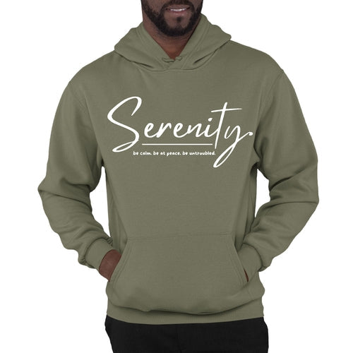 Mens Graphic Hoodie Serenity - be Calm be at Peace be Untroubled -