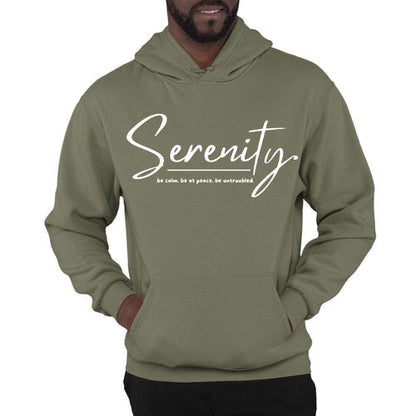Mens Graphic Hoodie Serenity - be Calm be at Peace be Untroubled -