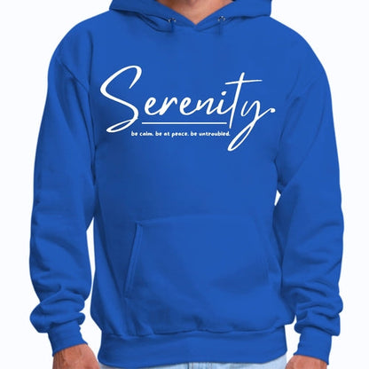 Mens Graphic Hoodie Serenity - be Calm be at Peace be Untroubled -