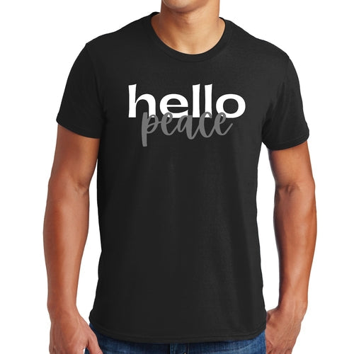 Mens Graphic T-shirt Hello Peace White and Gray