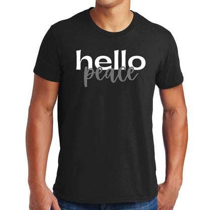 Mens Graphic T-shirt Hello Peace White and Gray