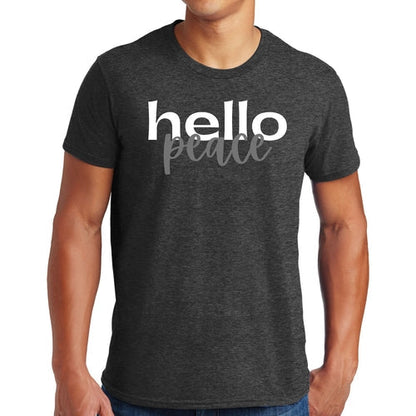 Mens Graphic T-shirt Hello Peace White and Gray