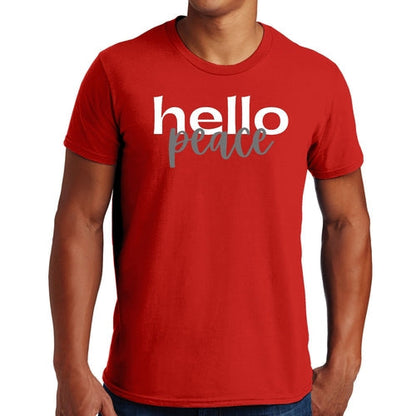 Mens Graphic T-shirt Hello Peace White and Gray