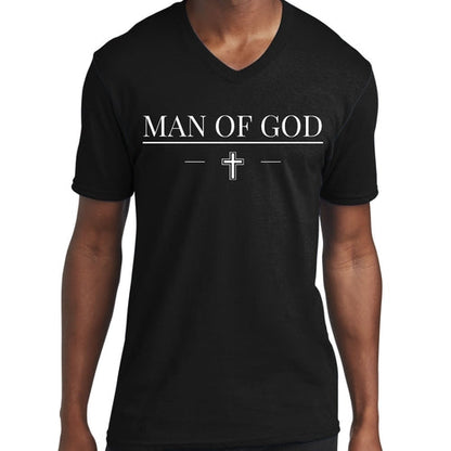 Mens Graphic V-neck T-shirt, Man of God Print