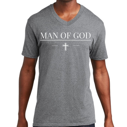 Mens Graphic V-neck T-shirt, Man of God Print