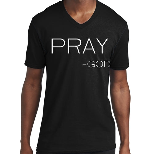 Mens Graphic V-neck T-shirt, Say it Soul, Pray -god