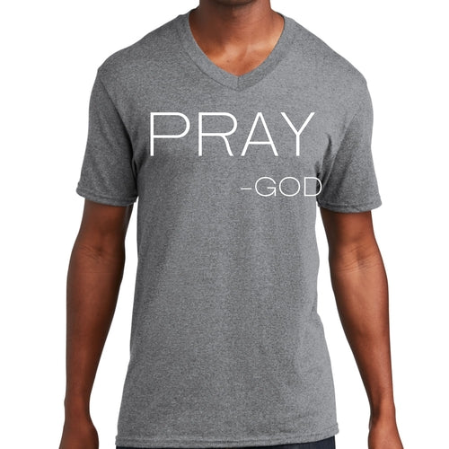 Mens Graphic V-neck T-shirt, Say it Soul, Pray -god