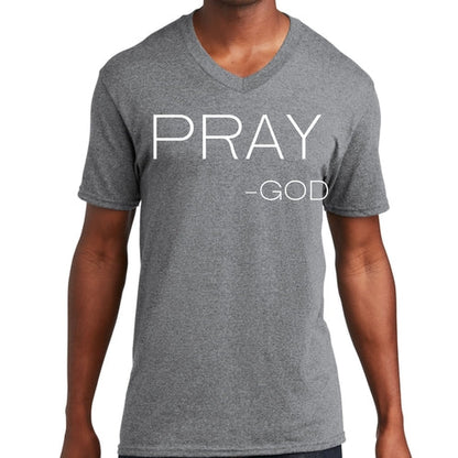 Mens Graphic V-neck T-shirt, Say it Soul, Pray -god