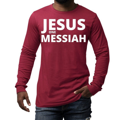 Mens Long Sleeve Graphic T-shirt, Jesus one Messiah