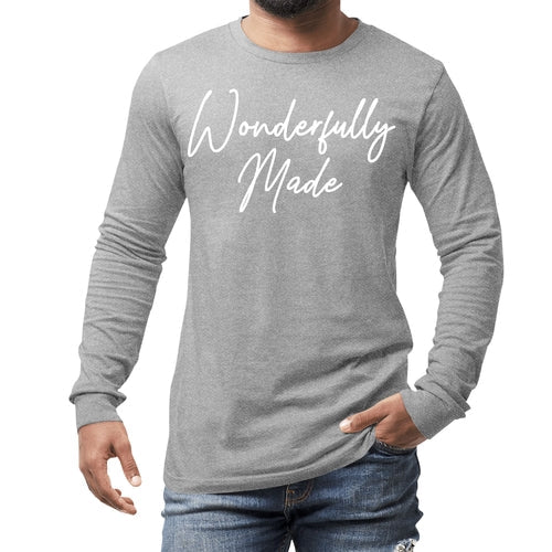 Mens Long Sleeve Graphic T-shirt, Wonderfully Made