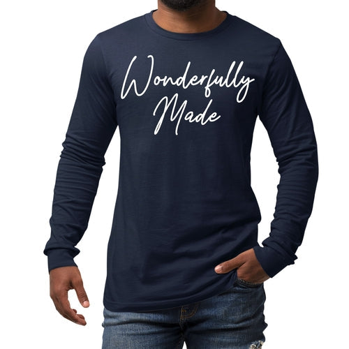 Mens Long Sleeve Graphic T-shirt, Wonderfully Made