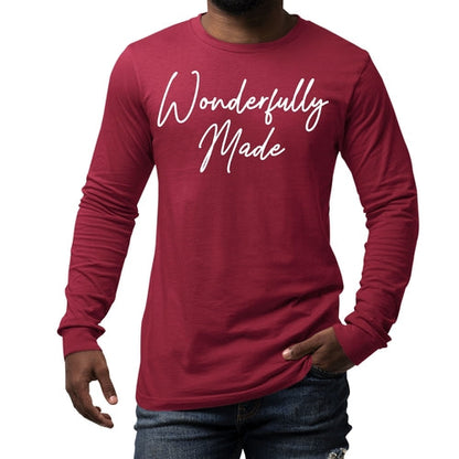 Mens Long Sleeve Graphic T-shirt, Wonderfully Made