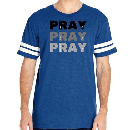 Mens Vintage Sport Graphic T-shirt Pray on it Over it Through it Print