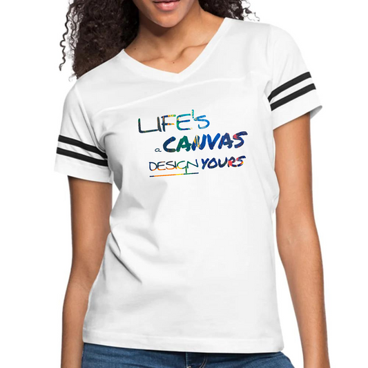 Womens Vintage Sport Graphic T-shirt, Life’s a Canvas Design Yours
