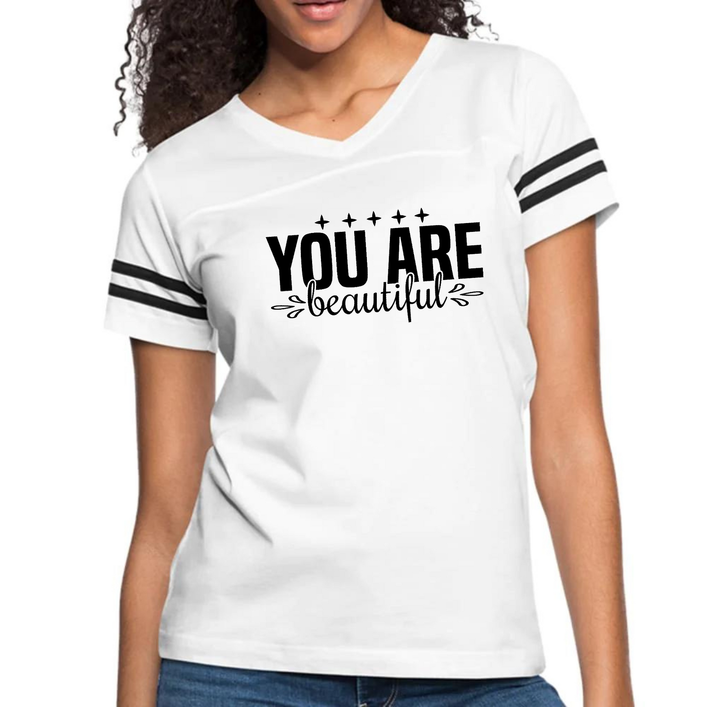 Womens Vintage Sport Graphic T-shirt, you are Beautiful - Inspiration