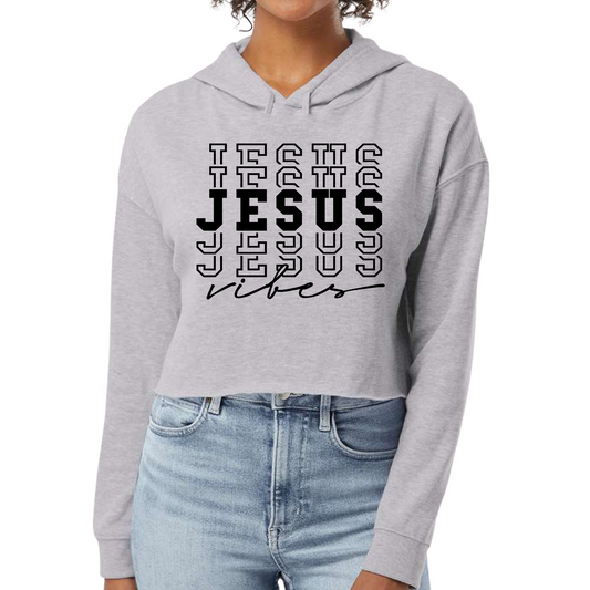 Womens Cropped Hoodie Jesus Vibes