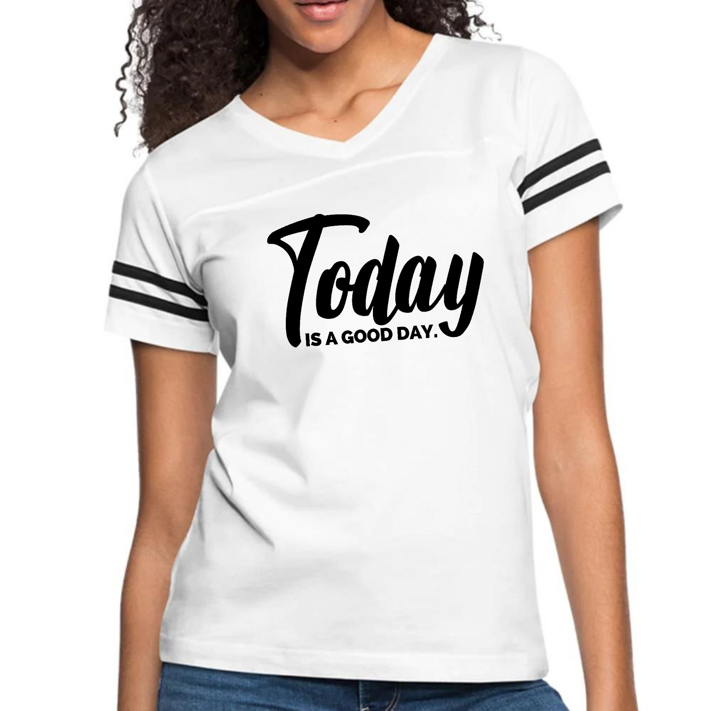 Womens Vintage Sport Graphic T-shirt, Today is a Good Day Black