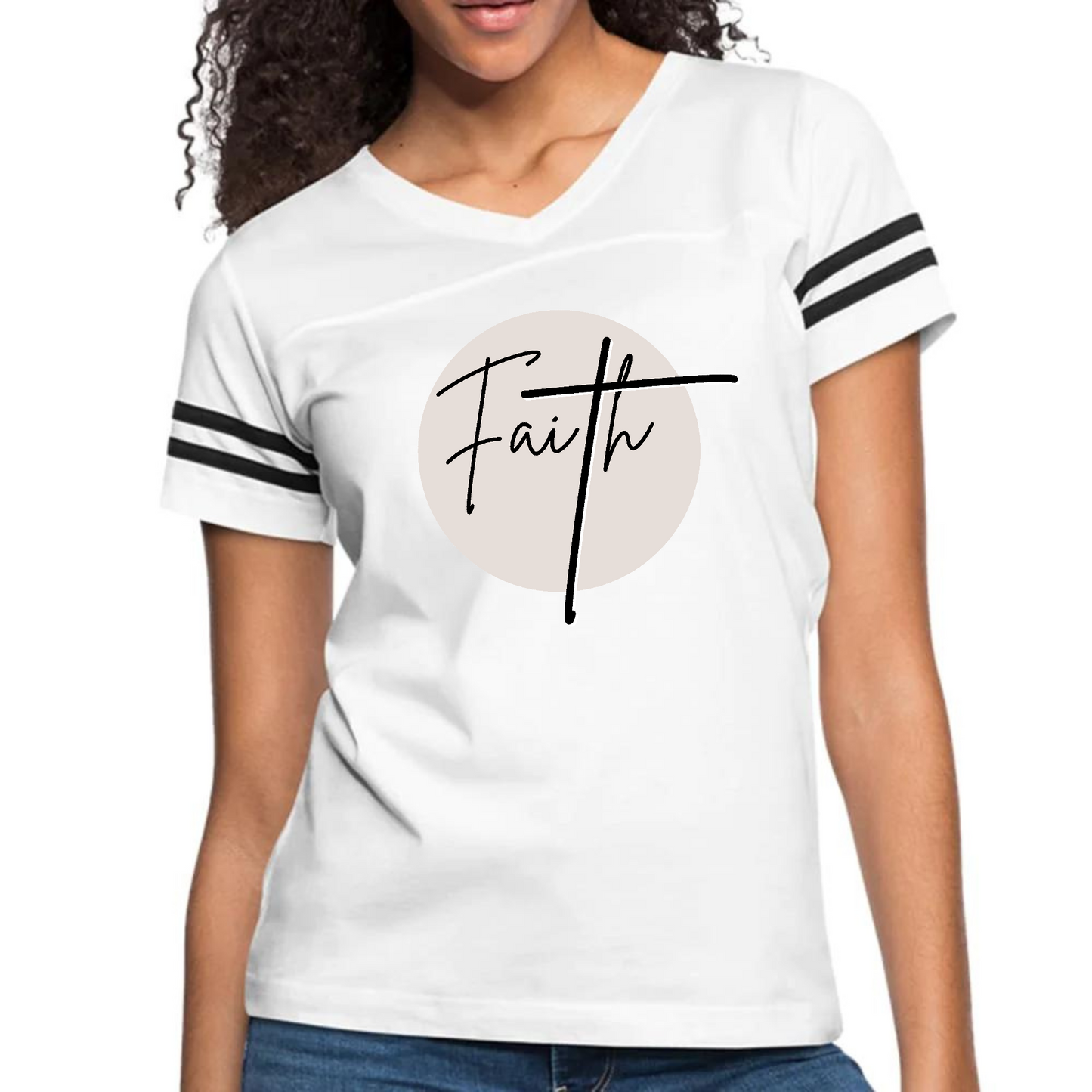 Womens Vintage Sport Graphic T-shirt, Faith - Christian Affirmation