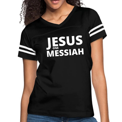 Womens Vintage Sport Graphic T-shirt, Jesus one Messiah