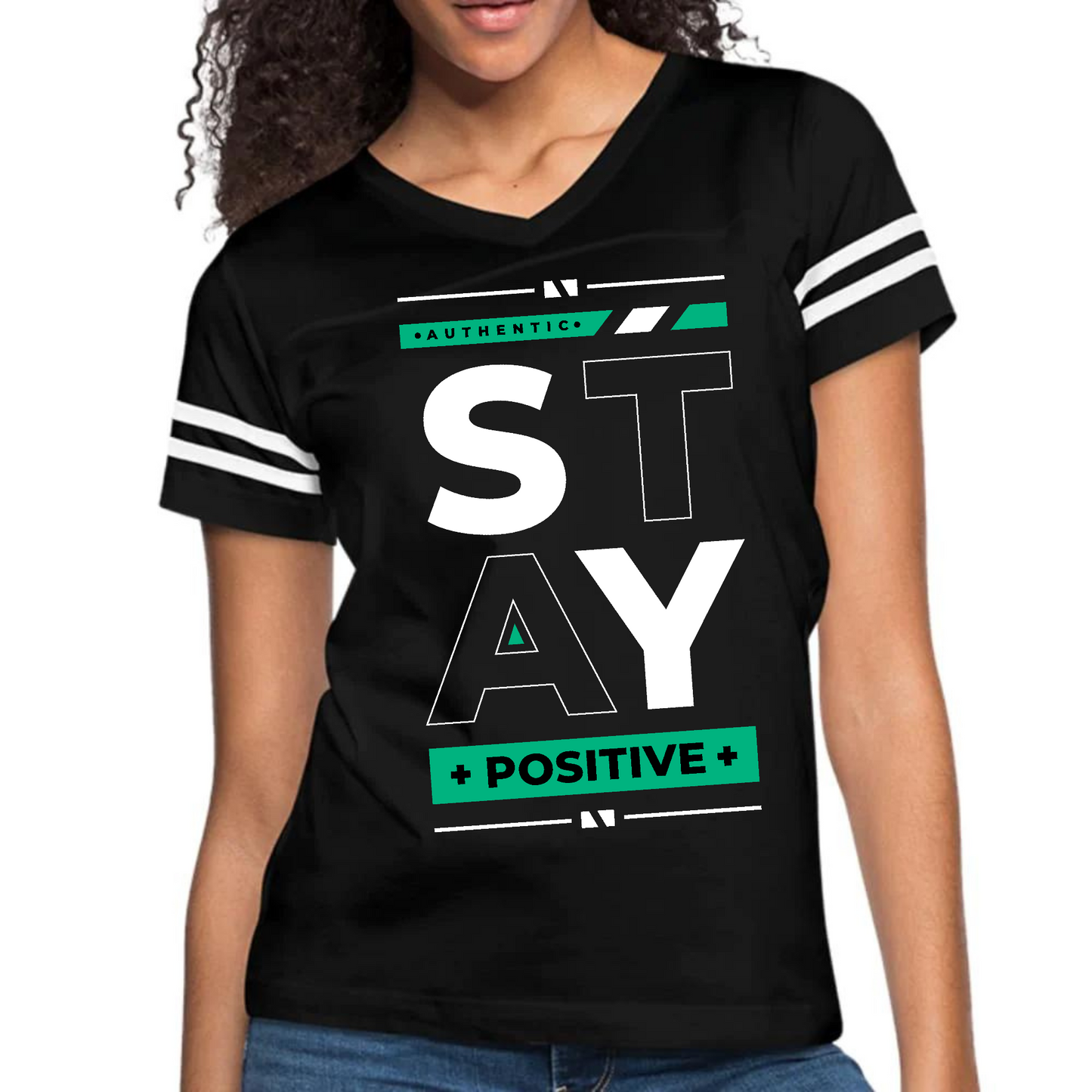 Womens Vintage Sport Graphic T-shirt, Stay Positive