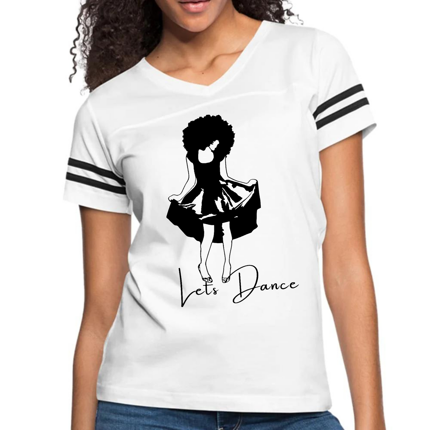 Womens Vintage Sport Graphic T-shirt, Say it Soul, Lets Dance Black