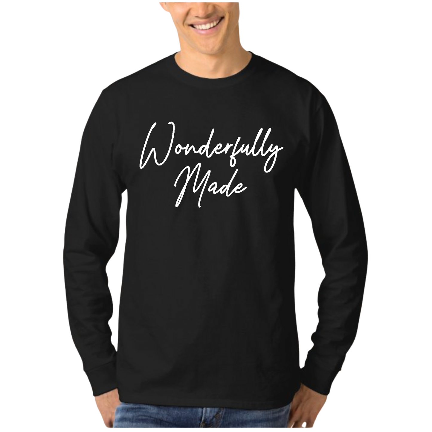 Mens Long Sleeve Graphic T-shirt, Wonderfully Made