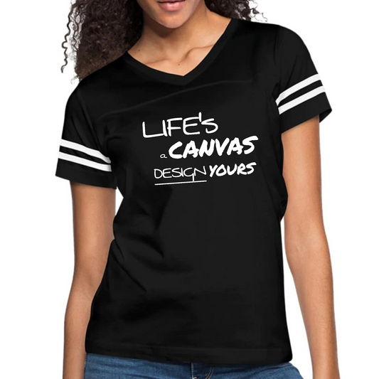 Womens Vintage Sport Graphic T-shirt, Life’s a Canvas Design Yours