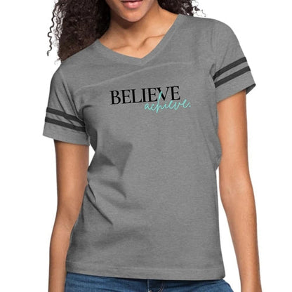 Womens Vintage Sport Graphic T-shirt, Believe and Achieve