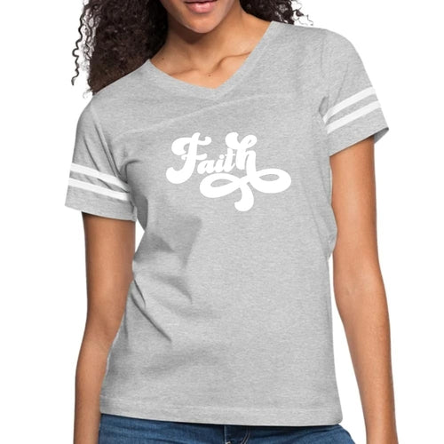 Womens Vintage Sport Graphic T-shirt, Faith Script Illustration