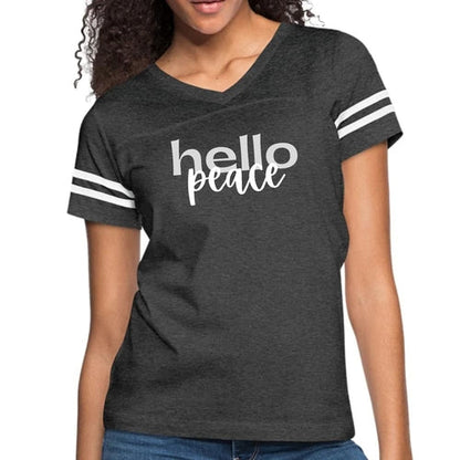 Womens Vintage Sport Graphic T-shirt, Hello Peace Motivational