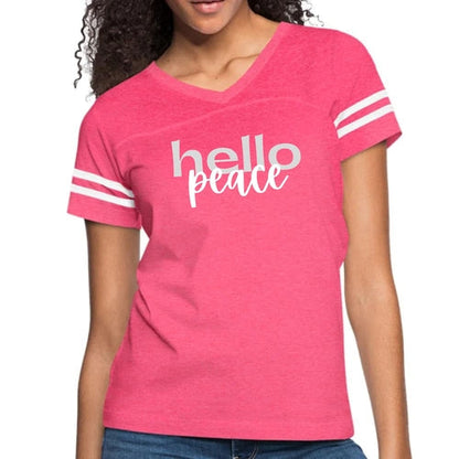 Womens Vintage Sport Graphic T-shirt, Hello Peace Motivational