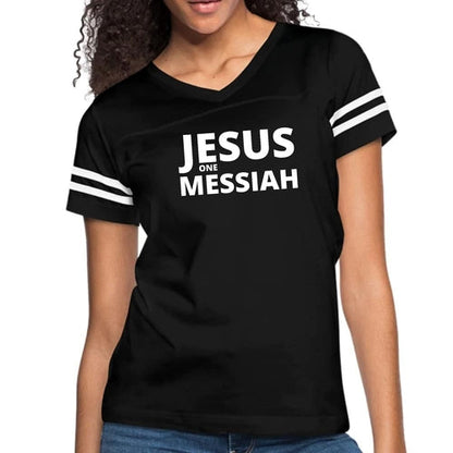 Womens Vintage Sport Graphic T-shirt, Jesus one Messiah