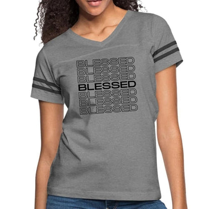 Womens Vintage Sport Graphic T-shirt, Stacked Blessed Print
