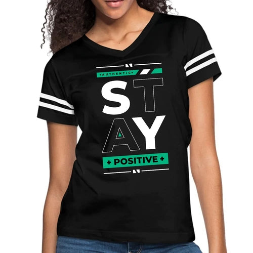 Womens Vintage Sport Graphic T-shirt, Stay Positive