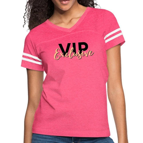 Womens Vintage Sport Graphic T-shirt, Vip Exclusive Black and Beige -