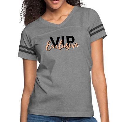 Womens Vintage Sport Graphic T-shirt, Vip Exclusive Black and Beige -