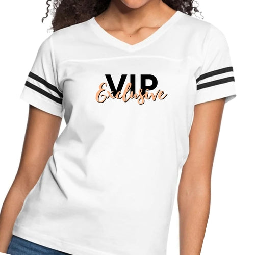 Womens Vintage Sport Graphic T-shirt, Vip Exclusive Black and Beige -
