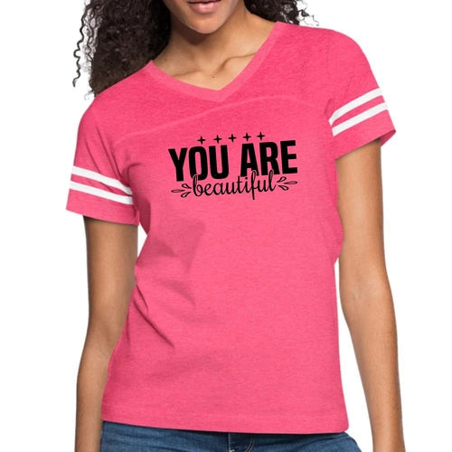 Womens Vintage Sport Graphic T-shirt, you are Beautiful - Inspiration